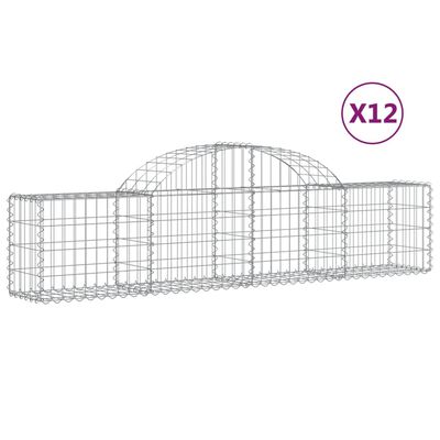 vidaXL Cestos gabião arqueados 12pcs 200x30x40/60 cm ferro galvanizado