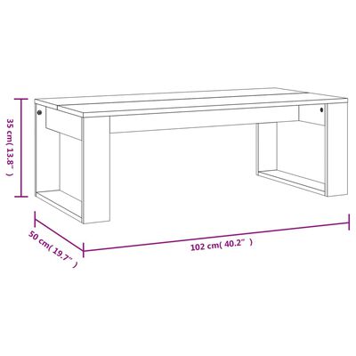 vidaXL Mesa de centro 102x50x35 cm derivados madeira cinzento cimento