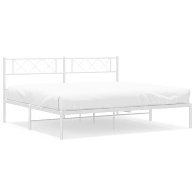 vidaXL Estrutura de cama com cabeceira 180x200 cm metal branco