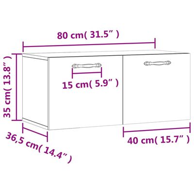 vidaXL Armário de parede 80x36,5x35 cm derivados de madeira preto