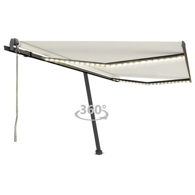 vidaXL Toldo automático com LED e sensor de vento 400x300 cm cor creme