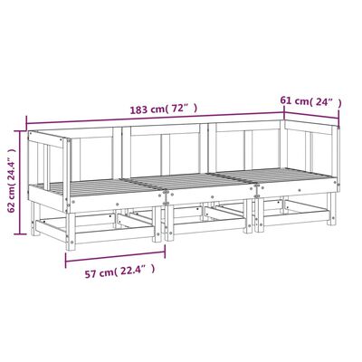 vidaXL 3 pcs conjunto lounge de jardim madeira de pinho impregnada