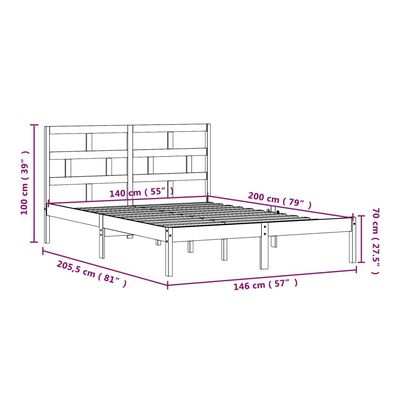 vidaXL Estrutura de cama 140x200 cm madeira de pinho maciça branco