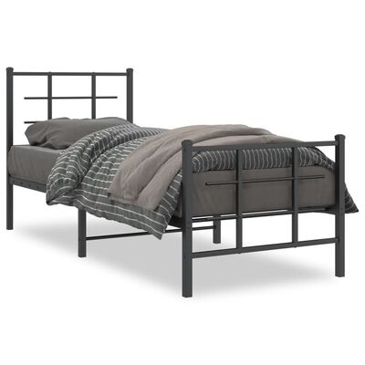 vidaXL Estrutura de cama com cabeceira e pés 75x190 cm metal preto