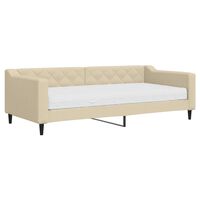 vidaXL Sofá-cama com colchão 90x200 cm tecido cor creme
