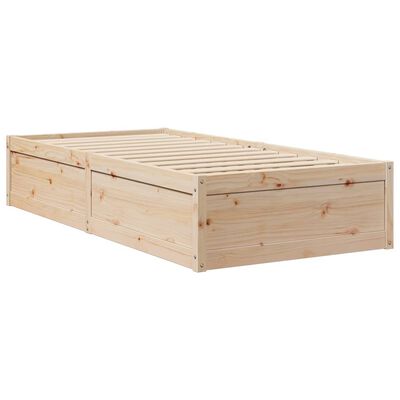 VidaXL Cama com colchão 90x200 cm madeira de pinho maciça