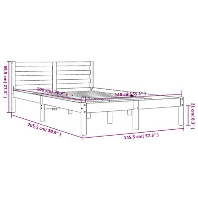 vidaXL Cama sem colchão 140x200 cm madeira pinho maciça castanho-mel