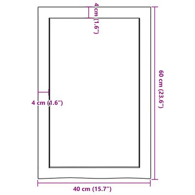 vidaXL Bancada p/ WC 40x60x(2-6) cm madeira maciça tratada castanho