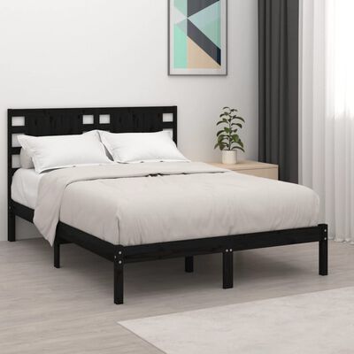 vidaXL Estrutura cama pequena casal 120x190 cm pinho maciço preto