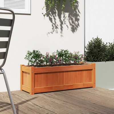 vidaXL Vaso/floreira de jardim 90x31x31 cm pinho maciço castanho cera