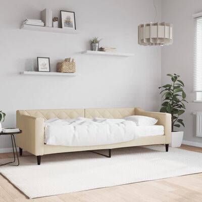 vidaXL Sofá-cama com colchão 80x200 cm tecido cor creme