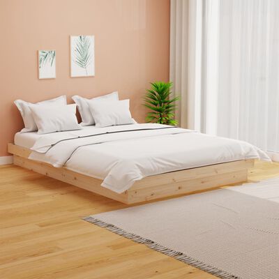 vidaXL Estrutura de cama king 150x200 cm madeira maciça