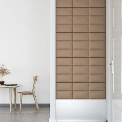 vidaXL Painel parede 12pcs 30x15cm couro artificial 0,54 m² cappuccino