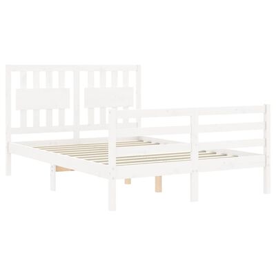 vidaXL Estrutura de cama com cabeceira 140x200cm madeira maciça branco