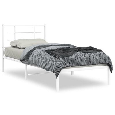 vidaXL Estrutura de cama com cabeceira 90x190 cm metal branco