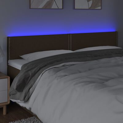 vidaXL Cabeceira de cama c/ luzes LED tecido 180x5x78/88 cm castanho