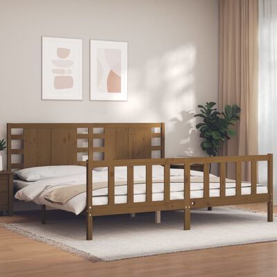 vidaXL Estrutura cama c/ cabeceira 200x200cm maciço castanho-mel