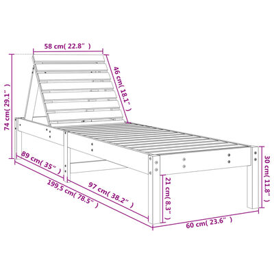 vidaXL Espreguiçadeiras 2 pcs 199,5x60x74 cm pinho maciço branco