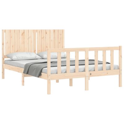 vidaXL Estrutura de cama com cabeceira 140x190 cm madeira maciça