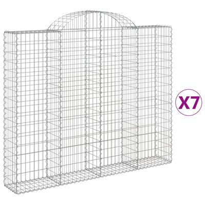 vidaXL Cestos gabião arqueados 7pcs 200x30x160/180cm ferro galvanizado