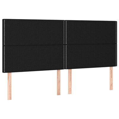 vidaXL Cabeceira de cama c/ luzes LED tecido 180x5x118/128 cm preto