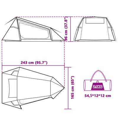 vidaXL Tenda de campismo túnel para 2 pessoas impermeável azul