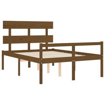 vidaXL Cama para idosos c/ cabeceira 140x200 cm madeira castanho-mel