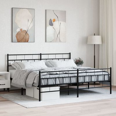 vidaXL Estrutura de cama com cabeceira e pés 183x213 cm metal preto