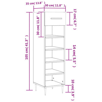 vidaXL Sapateira 30x35x105 cm derivados de madeira branco