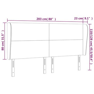 vidaXL Cabeceira de cama c/ abas tecido 203x23x118/128 cm azul