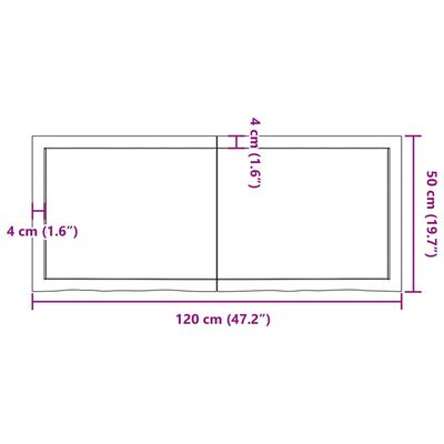 vidaXL Bancada p/ WC 120x50x(2-4)cm madeira tratada maciça castanho