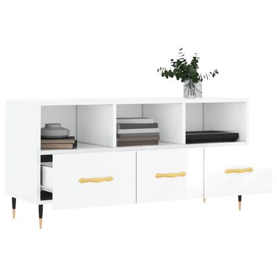 vidaXL Móvel para TV 102x36x50 cm derivados madeira branco brilhante