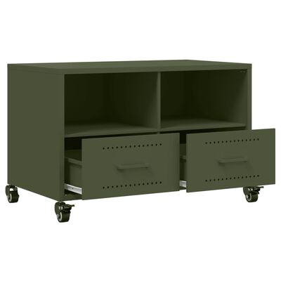 vidaXL Móvel de TV 68x39x43,5 cm aço verde azeitona