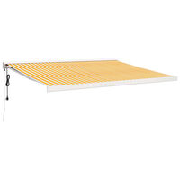 vidaXL Toldo retrátil 4x3 m tecido e alumínio amarelo e branco