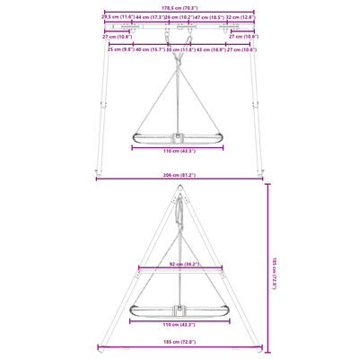 vidaXL Conjunto de baloiço para exterior com baloiço em forma de prato