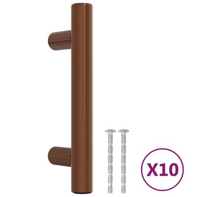vidaXL Puxadores para móveis 10 pcs 64 mm aço inoxidável bronze