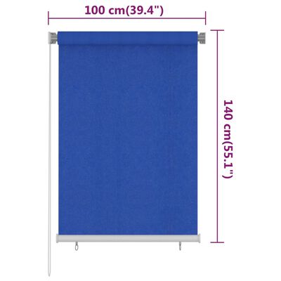 vidaXL Estore de rolo para exterior PEAD 100x140 cm azul