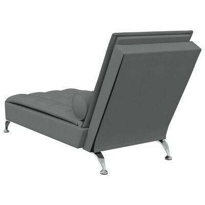 vidaXL Chaise lounge de massagem com rolo tecido cinzento-escuro