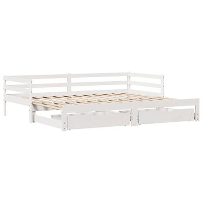 vidaXL Sofá-cama c/ gavetão e gavetas branco 90x190cm madeira de pinho