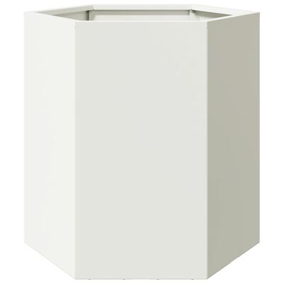 vidaXL Vaso/floreira de jardim hexagonal 46x40x45 cm aço branco