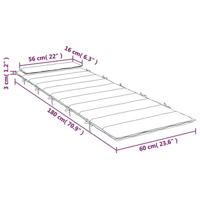 vidaXL Almofadão p/ espreguiçadeira 180x60x3 cm tecido oxford verde