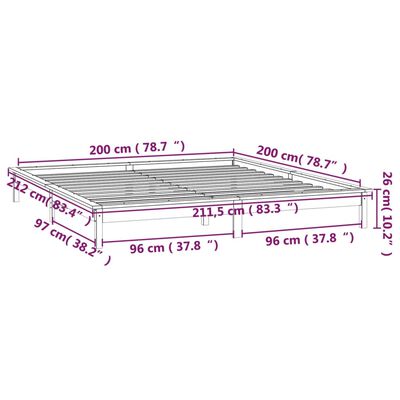 vidaXL Estrutura de cama com LEDs 200x200 cm madeira maciça preto