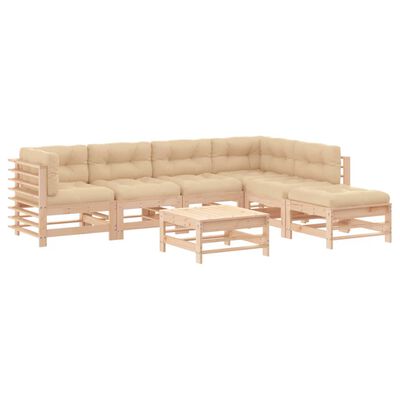 vidaXL 7 pcs conjunto lounge jardim c/ almofadões madeira maciça