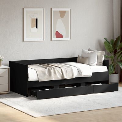 vidaXL Sofá-cama com gavetas sem colchão 75x190 cm preto