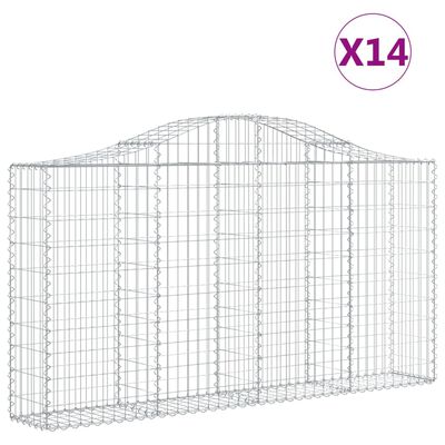 vidaXL Cestos gabião arqueados 14 pcs 200x30x100/120 ferro galvanizado