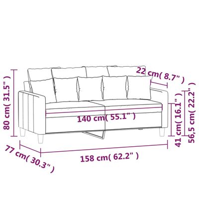 vidaXL Sofá de 2 lugares veludo 140 cm castanho