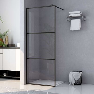 vidaXL Divisória de chuveiro vidro transparente ESG 115x195 cm preto