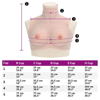 vidaXL Peitoral de silicone caucasiano copa C