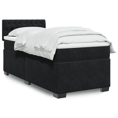 vidaXL Cama com molas/colchão 90x190 cm veludo preto