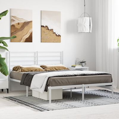 vidaXL Estrutura de cama com cabeceira 140x200 cm metal branco